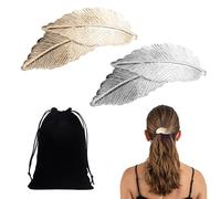 2 horquillas para el pelo para mujer, 1 bolsa de almacenamiento negra, horquillas de metal, horquillas para el pelo, accesorios para el pelo con hojas, pinzas para el pelo retro para mujer, diademas