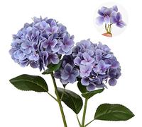 2 hortensias artificiales decorativas de color morado, flores falsas de seda de tacto real, tallo de 63 cm de largo para decoración del hogar, hotel, oficina, boda