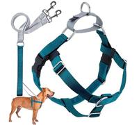 2 Hounds Design Freedom Arnés para Perro sin tirones con Correa, Grande, 1 Pulgada de Ancho, Verde Azulado