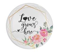 2 imanes pequeños de cristal para nevera, con texto en inglés «Love Grows Here», decoración de guirnalda, arte de hojas verdes, imanes para la escuela y la familia