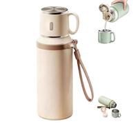 2 in 1 316 Stainless Steel Vacuum Insulated Bottle with Lidded Cup, Leakproof Wide Mouth Thermal Flask, Keep Drinks Hot Cold for Travel Gym School Hiking Work (White)