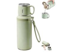 2 in 1 316 Stainless Steel Vacuum Insulated Bottle with Lidded Cup, Leakproof Wide Mouth Thermal Flask, Keep Drinks Hot Cold for Travel Gym School Hiking Work (Green)
