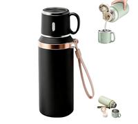 2 in 1 316 Stainless Steel Vacuum Insulated Bottle with Lidded Cup, Leakproof Wide Mouth Thermal Flask, Keep Drinks Hot Cold for Travel Gym School Hiking Work (Black)