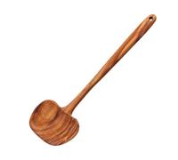 2-in-1 Acacia Wood Ladle, Long Handle Scooping And Straining Cooking Spoon, Natural Solid Wood Kitchen Spoon, Highlight Non-Stick Pan Safe 3rd Keyword