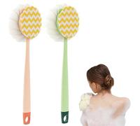 2-in-1 Bath Scrubber & Back Brush, Extra Long Handle Shower Brush with Bath Balls and Bristles, Multi-Scrubbing and Bathing Bath Scrubber for Body