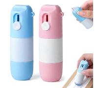 2-In-1 Box Cutter & Thermal Paper Eraser, 2Pcs Thermal Paper Correction Fluid with Unboxing Knife for One Smear Printed Text Covering, Privacy Protection for Labels & Receipts (Blue+Pink)