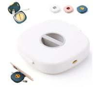 2 in 1 Cable Winder with Phone Stand,Durable Cable Organizer and Charging Stand,Cord Cables Winder Organizer with Phone Stands Rotate,Desktop Organizers for Earphones USB Charging Cables (White)