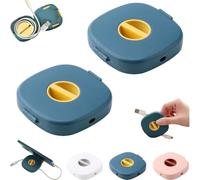2 In 1 Cable Winder with Phone Stand, Durable Cable Organizer and Charging Stand, for Earphones, USB, and Charging Cables (Blue*2)
