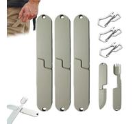2 In 1 Camping Eating Utensils Set, Reusable Magnetic Detachable Cutlery,Portable Pocket Combination Knife and Fork Backpacking Gear for Fishing Travel Outdoor Survival (3PCS)