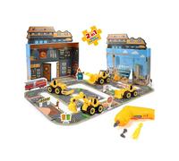 2 In 1 City Engineering Double-sided Scene Map Children Educational Electric Drill Disassembly Track Toy
