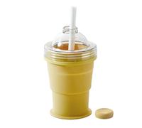 2-in-1 Collapsibl Silicone Ice Ball Maker Cup, 325ml Ices Cube Mold Cup, Round Ices Cube Bottle With Straw, Reusable Foldable For Milk Beer Soda Cocktail Beverage, Home Gym Travel