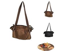 2-In-1 Convertible Picnic Mat Tote Bag,Foldable Polyester Picnic Tote Opens Into A Round Mat,Lightweight & Water-Resistant,Pull-Strap,Reusable For Outdoor Dining,Camping,Travel，Brown