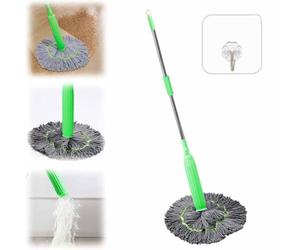 2 In 1 Dehydrated Mop,Self-Wringing Twist Mops For Floor Cleaning,Floor Spin Mop System with Wringer Set,Wet and Dry,360 Degree Spin Round Wall Cleaning Mop For Bathroom Floor Wall Bed