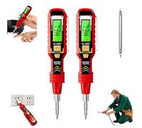 2 in 1 Digital Display Induction Test Pencil, Non-Contact AC Voltage 30-1000V/Contact AC Voltage 11-450V,LEDS digital display plus lighting,for Live/Null Wire Buzzer Alarm (red 2pcs)