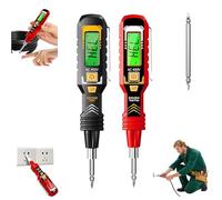 2 in 1 Digital Display Induction Test Pencil, Non-Contact AC Voltage 30-1000V/Contact AC Voltage 11-450V,LEDS digital display plus lighting,for Live/Null Wire Buzzer Alarm (black+red)