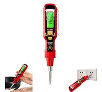 2 in 1 Digital Display Induction Test Pencil,With LED flashlight,Non-Contact AC Voltage 30-1000V/Contact AC Voltage 11-450V,Buzzer alarm can determine live wire/neutral wire (Red)