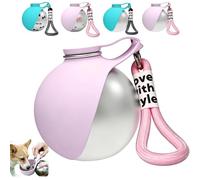 2-in-1 Dog Travel Water Bottle, Dogs Water Bottles for Walking, Portable Dog Water Bottle with Stainless Steel Bottle & Silicone Bowl for Small Dogs, Walking and Hiking (Pink A)