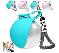 2-in-1 Dog Travel Water Bottle, Dogs Water Bottles for Walking, Portable Dog Water Bottle with Stainless Steel Bottle & Silicone Bowl for Small Dogs, Walking and Hiking (Blue A)