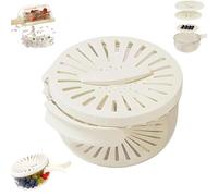 2-in-1 Draining and Preservation Basket, Multifunctional Fruit Cleaner Bowl, Vegetable Washer with Strainer & Lid, Portable Food Storage for Kitchen Sink & Camping Use (White)