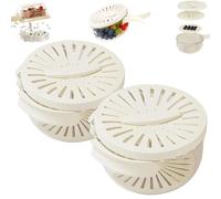 2-in-1 Draining and Preservation Basket, Multifunctional Fruit Cleaner Bowl, Vegetable Washer with Strainer & Lid, Portable Food Storage for Kitchen Sink & Camping Use (White-2Pcs)