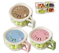 2-in-1 Draining and Preservation Basket, Multifunctional Fruit Washing Bowl with Strainer, Fruit and Vegetable Washing Bowl with Foldable Handle for Kitchen Fridge Outdoor Picnic (3Pcs)