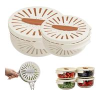 2-in-1 Draining and Preservation Basket, Multifunctional Fruit Washing Bowl with Strainer, Fruit Strainer Container with Lid for Kitchen (Brown,S+L)