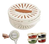 2-in-1 Draining and Preservation Basket, Multifunctional Fruit Washing Bowl with Strainer, Fruit Strainer Container with Lid for Kitchen (Brown,L)