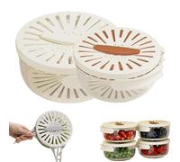 2-in-1 Draining and Preservation Basket, Multifunctional Fruit Washing Bowl with Strainer, Fruit Strainer Container with Lid for Kitchen ((White+Brown) A,S+L)