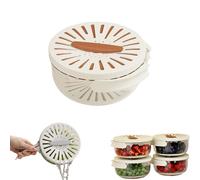 2-in-1 Draining and Preservation Basket, Multifunctional Fruit Washing Bowl with Strainer, Fruit Strainer Container with Lid for Kitchen (Brown,S)