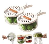 2-in-1 Draining and Preservation Basket: Simplify Washing & Storing, Fruit Washing Bowl with Strainer, Draining and Preservation Basket with Lid, Foldable Handle (Brown(S+S))