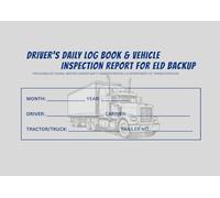 2-in-1 Driver Daily Log Book with Detailed Driver Vehicle Inspection Report & Simplified Recap - Book Format with 45 forms for 45 days, "8.5 x 6".