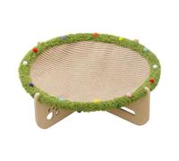 2-in-1 Elevated Sisal Cat Scratcher Bed Solid Wood Cat Hammock Lounge Curve