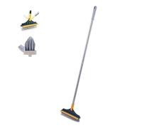 2 In 1 Floor Scrub Cleaning Brush Wiper, Floor Scrub Brush with Long Handle and Squeegee, Bathroom Wiper with 120 Degree Removable Rotatable Head, for Cleaning Bathroom, Patio (Green)