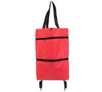 2 In 1 Foldable Shopping Cart- 45x39x13cm Portable Cart, Oxford Cloth Tote Bag Wheels, Two-Stage Zipper Design with Groceries and Vegetables | Foldable Pull Cartfor Shopping, Market, and Travel