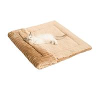 2-in-1 Foldable Velvet Cat Bed with Removable Mat | 18x16 Inch Semi-Enclosed Winter Nest | Dog Warm PP Cotton Sleeping Shelter | Multi-Purpose Washable Pet House Cushion