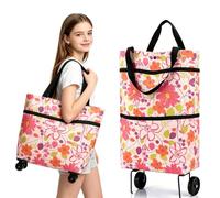 2-in-1 Folding Shopping Bag with Wheels, Compact Daily Transport (Red*B,10L)