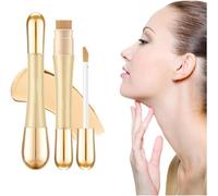 2 In 1 Foundation Anti-Wrinkle Concealer with Built-In Brush, Long Lasting Waterproof High Coverage Matte Liquid Concealer, Double Head Concealer Brush (4#)