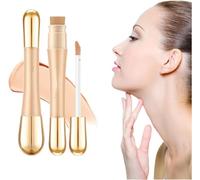2 In 1 Foundation Anti-Wrinkle Concealer with Built-In Brush, Long Lasting Waterproof High Coverage Matte Liquid Concealer, Double Head Concealer Brush (3#)