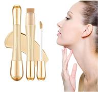 2 In 1 Foundation Anti-Wrinkle Concealer with Built-In Brush, Long Lasting Waterproof High Coverage Matte Liquid Concealer, Double Head Concealer Brush (5#)