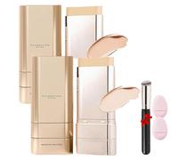 2 In 1 Foundation Stick With Brush,Multi-Use Double Head Foundations Make Up Sticks,Brightens,Concealer Hydrating Lightweight Longwear Natural Finish,For All Skin Types (Natural+Bright White, SIZE)