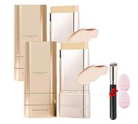 2 In 1 Foundation Stick With Brush,Multi-Use Double Head Foundations Make Up Sticks,Brightens,Concealer Hydrating Lightweight Longwear Natural Finish,For All Skin Types (Bright White-2pcs, SIZE)