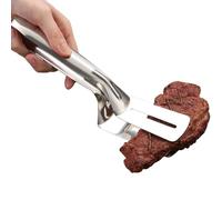 2-in-1 Grilling Tong, Stainless Steel Clamp Spatula, 10x3 Inches Tool with Plates, Heavy Duty Metal Flipping Shovel, Non-Stick Grip with Heat Resistance, BBQ Supplies for Steak and Fish