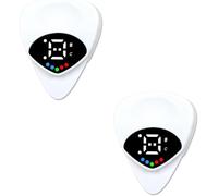 2 In 1 Guitar Tuner and Guitar Pick, Digital Acoustic Guitar Tuner, Digital Guitar Pick with LED Screen Display,Guitar Pick Plectrum 12 Equal Temperaments Musical, 0.6mm Thickness (2 WHITE)