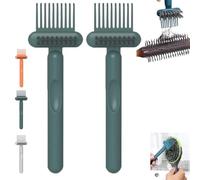 2 In 1 Hair Brush Cleaning Tool, 2025 New Comb Cleaning Brush, Portable Hairbrush Cleaner Tool Rake, Cleaning Tool Home and Salon Use (Green*2)