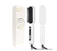 2 In 1 Hair Straightener Brush Professional Hot Comb Straightener For Wigs Hair Curler Straightener Comb Styling Tools Durabilidad(Bianco)