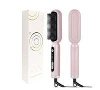 2 In 1 Hair Straightener Brush Professional Hot Comb Straightener For Wigs Hair Curler Straightener Comb Styling Tools Durabilidad(Pink)