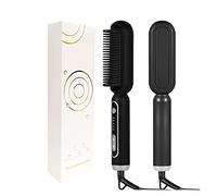 2 In 1 Hair Straightener Brush Professional Hot Comb Straightener For Wigs Hair Curler Straightener Comb Styling Tools Para principiantes(Nero)