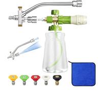 2-In-1 High-Pressure Car Washer Nozzle Accessories, Dual-Head Foam Sprayer, Pressure Washer Dual Connectors with 5 Sprayer Nozzles for Clear Car, Swimming Pool, Toilet, Patio (Nozzle Kit+Watering Can)
