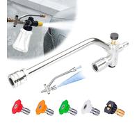 2-In-1 High-Pressure Car Washer Nozzle Accessories, Foam Cannon Dual Connector Accessory, 1/4" Quick Connect, 5 Nozzles Tips, for Car Wash, Patio Cleaning (Style A)