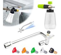 2-In-1 High-Pressure Car Washer Nozzle Accessories, Foam Cannon Dual Connector Accessory, 1/4" Quick Connect, 5 Nozzles Tips, for Car Wash, Patio Cleaning (Style B)